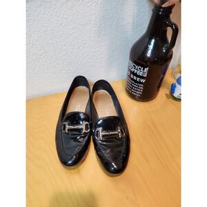 vtg My Salvatore Ferragamo Black Patent Horsebit Loafers Women's 5.5 Italy